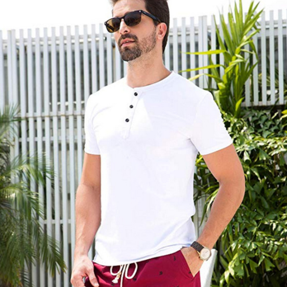 slim fit short sleeve henley